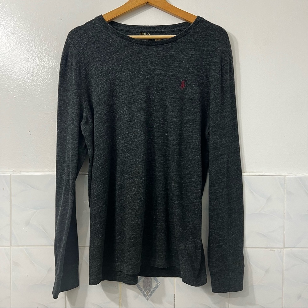 Ralph Lauren Women’s Large Slim Fit Long Sleeve T Shirt Stretch Gray Top Casual